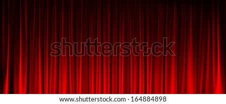 red velvet curtain with light in front view