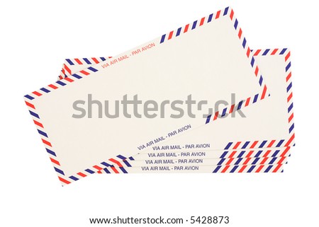 Air Mail Red And Blue Striped Envelopes Isolated On White Stock Photo ...