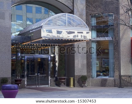 A fancy upscale hotel and restaurant bar entrance