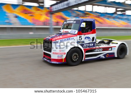 ISTANBUL - MAY 12: David Vrsecky of Freightliner Buggyra Int. Racing System team during 2nd Race of 2012 FIA European Truck Racing Championship, Istanbul Park on May 12, 2012 in Istanbul, Turkey.