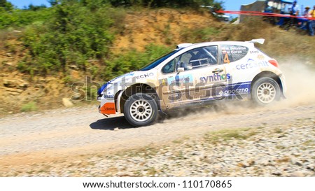 ISTANBUL - JULY 07: Michal Solowow drives a Synthos Cersanit Rally team Peugeot 207 S2000 car during 41st Bosphorus Rally ERC Championship, Halli Stage on July 7, 2012 in Istanbul, Turkey.