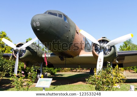 ISTANBUL - SEPTEMBER 22: Douglas C-47 A Dakota in Istanbul Aviation Museum on September 22, 2012 in Istanbul, Turkey. During World War II more than 10,000 C-47 were produced in United States