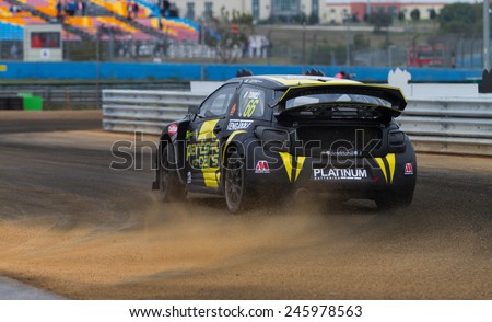 ISTANBUL, TURKEY - OCTOBER 12, 2014: Derek Tohill drives Citroen DS3 of LD Motorsports Team in FIA World Rallycross Championship.