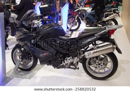 ISTANBUL, TURKEY - FEBRUARY 28, 2015: BMW F800GT in Eurasia Moto Bike Expo in Istanbul Expo Center