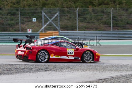 ISTANBUL, TURKEY - OCTOBER 26, 2014: Eric Cheung drives Ferrari 458 Challenge EVO of Motor Piacenza Racing Team during Ferrari Racing Days in Istanbul Park Racing Circuit