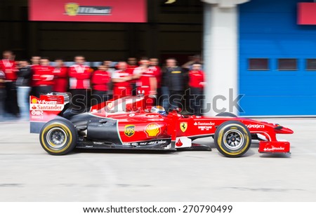 ISTANBUL, TURKEY - OCTOBER 26, 2014: Pit stop of Formula 1 car in Ferrari Racing Days in Istanbul Park Racing Circuit