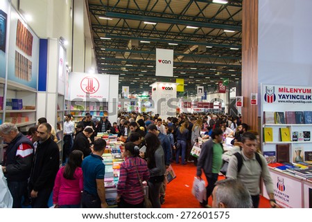 ISTANBUL, TURKEY - NOVEMBER 09, 2014: People in Istanbul Book Fair. 33rd International Istanbul Book Fair held in Tuyap Fair and Convention Center.
