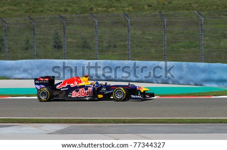 ISTANBUL - MAY 07: Sebastian Vettel drives a RBR Renault team car during practice for F1 Turkish Grand Prix, Istanbul Park on May 07, 2011 Istanbul, Turkey