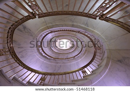 Spiral staircase in the US Supreme Court Building, Washington, DC