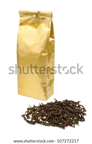 tea package on white background