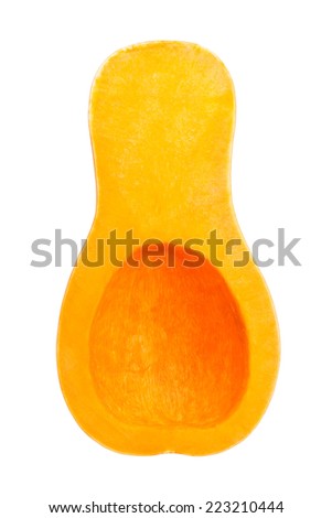 Image, Stock Photo Halved butternut squash on plate with cutlery and herbs at grey concrete kitchen table background.