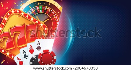 Vegas Casino games background No 3. Concept Vegas games banner illustration with right side copy space.