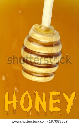 Honey and honey dipper with sample text.