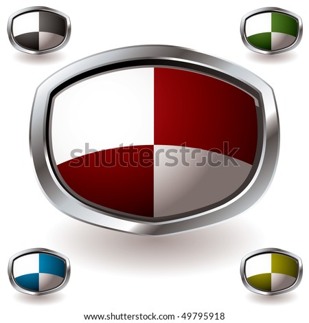 Modern heraldry shield with square pattern and silver metal bevel edge