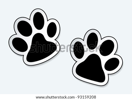 Animal paw prints icons with shadow effect