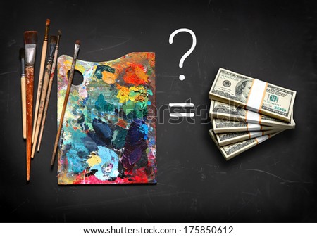 How to price your art / studio photography of paint utensils on black background