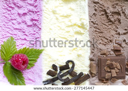 Colorful ice cream abstract background with fresh fruits