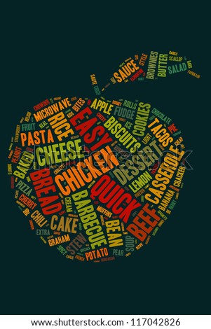 Types of culinary in apple word collage