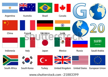 G20 country flags vector illustration