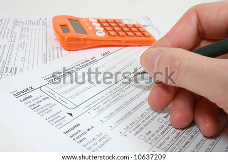 Filling out 1040EZ tax form