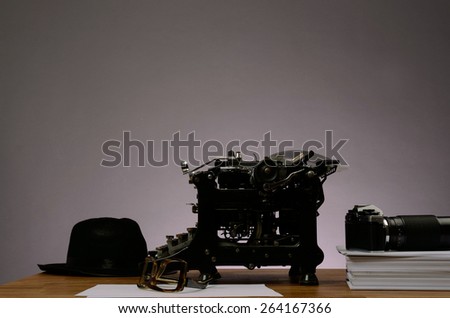 Old typewriter on a vintage office table