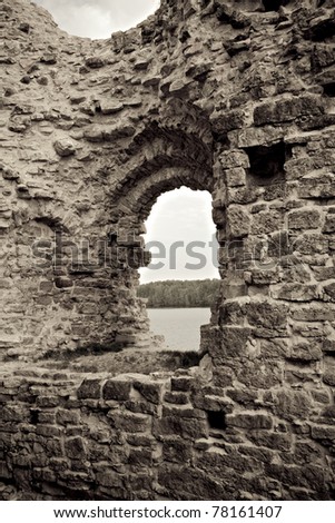 Fragment of an medieval arch window.