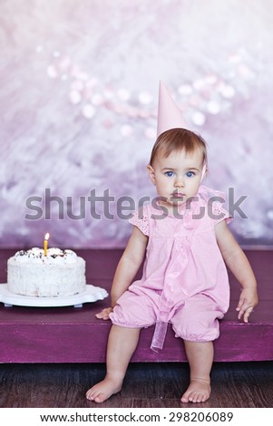 Little girl celebrating first birthday