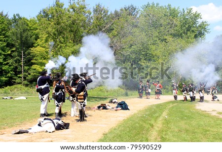 TORONTO – JUNE 19: Battle of Black Creek - Revolutionary War Re-enactment on June 18 2011 in Black Creek Village, Toronto