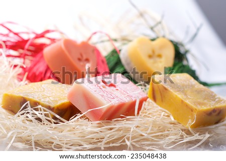 Handmade  Orange Soap closeup.Spa products