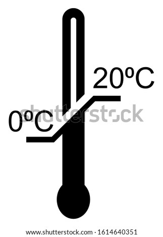 Sign thermometer shipping symbol isolated on white. Storage temperature range black icon for box. Vector illustration