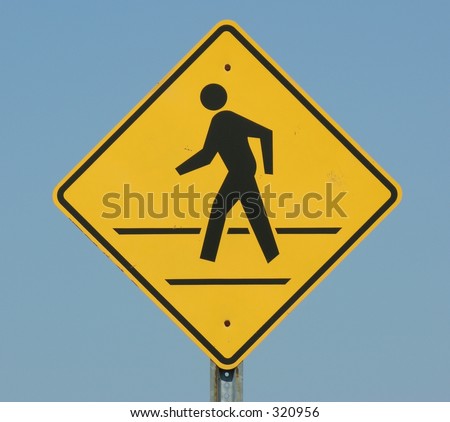 People Crossing Sign Against A Blue Sky. Stock Photo 320956 : Shutterstock