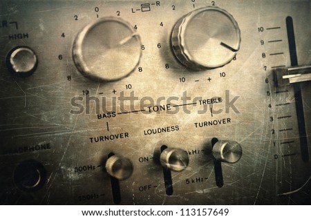 Grunge old amplifier close up
