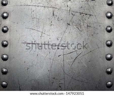Metal background, riveted metal plate