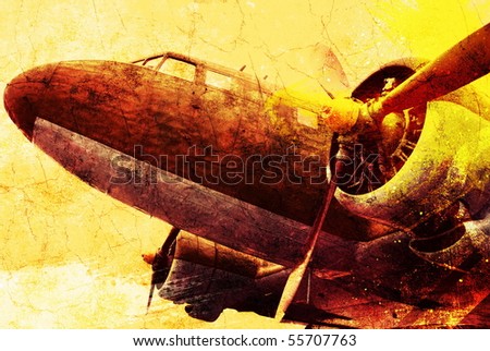 Grunge old military plane, backgrounds