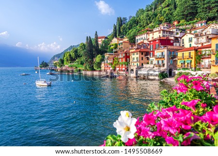 Varenna, Lake Como - Holidays in Italy view of the most beautiful lake in Italy, Lago di Como. Stock fotó © 