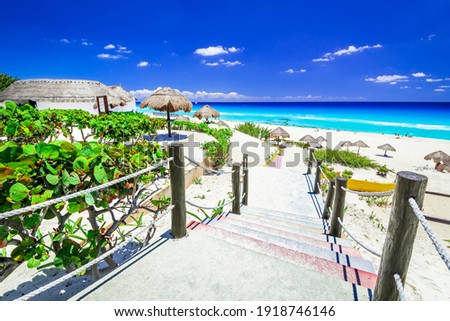 Cancun, Mexico. Tropical landscape with Caribbean Sea beach, Central America travel destination.