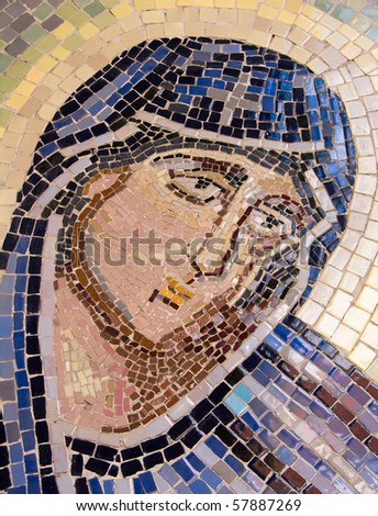 Saint Mary christian mosaic in the church of Saint Trinity (Brasov)