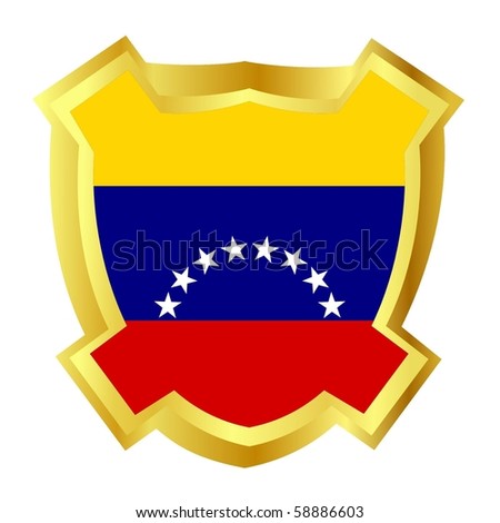 Vector Gold Shield With The National Symbols Venezuela - 58886603 ...