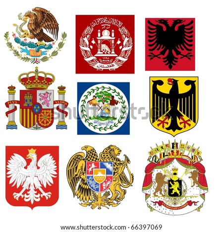 Vector Set Of Coats Of Arms Of The World - 66397069 : Shutterstock