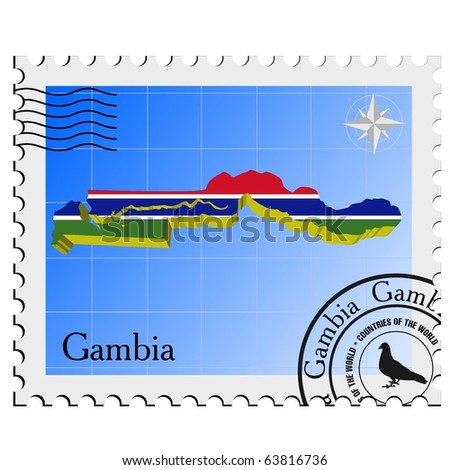 vector stamp with the image maps of Gambia