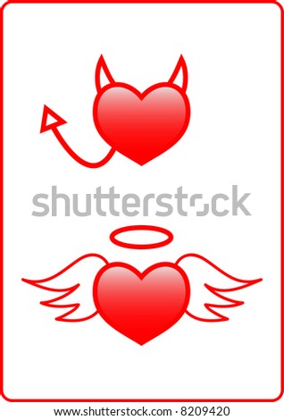 An Angelic Heart And An Evil Heart Design. Stock Vector Illustration ...