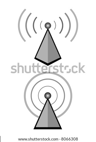 Two wireless base station broadcasting digital data.