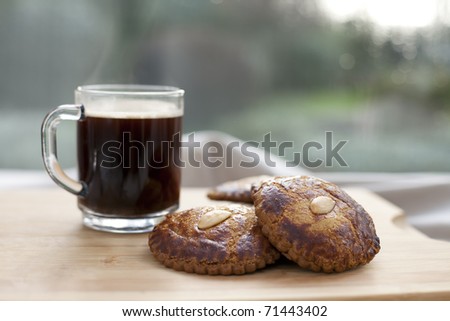 Dutch almond cookies, called gevulde koek or picolientje.  Tasty with coffee!