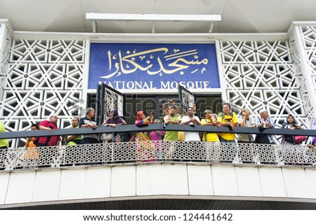 KUALA LUMPUR, MALAYSIA - JAN 12: Assembly of the people organized by NGO and fair election on January 12, 2013 in National Mosque, Kuala Lumpur, Malaysia.
