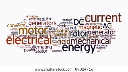 electrical machine text clouds on isolated background