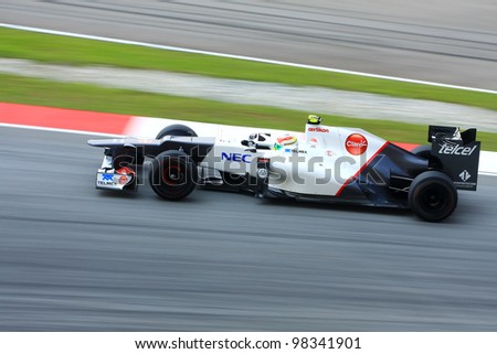 SEPANG, MALAYSIA - MARCH 23: Kamui Kobayashi of Sauber F1 team races during Formula One Teams Test Days at Sepang circuit on March 23, 2012 in Sepang, Malaysia.