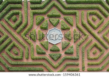 Aerial view of a hedge maze