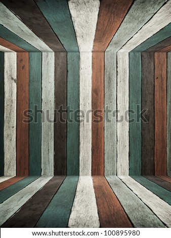Green Tone old wood wall ceiling and floor for web page background