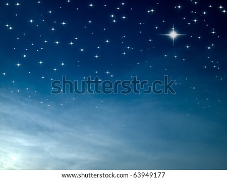 Starry night many bright star in blue sky