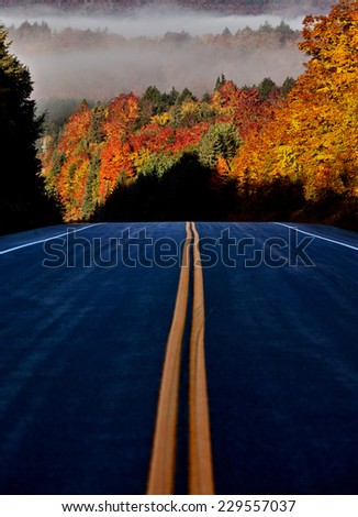 Autumn Colors and road in Algonquin Park Ontario Canada
